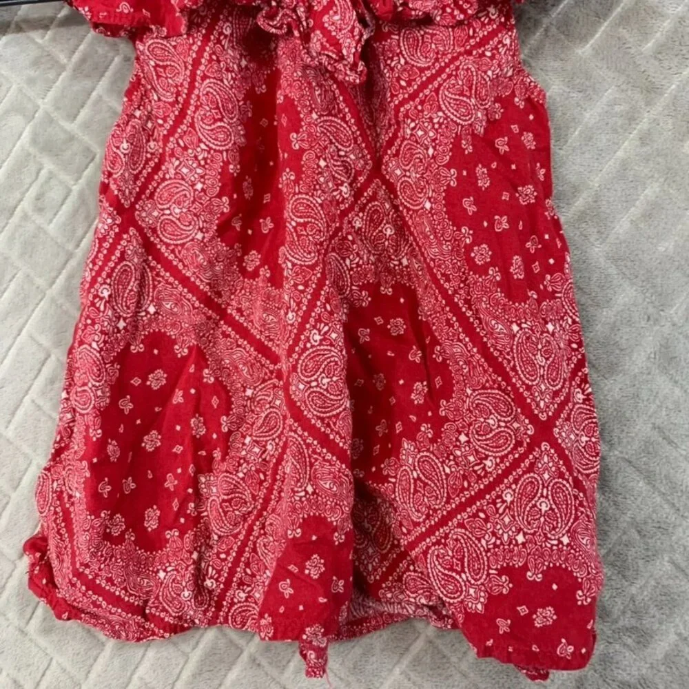 Oshkosh B'gosh Girls 6 Tank Top Red Paisley Bandana Ruffle A Line
